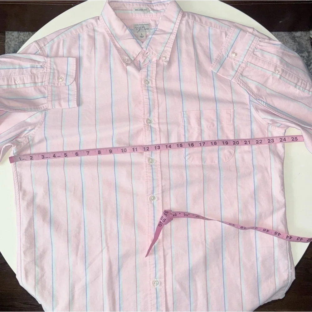 J. Crew Men’s Oxford Stripe Button Down Shirt Size Large New Pink Relaxed Fit
